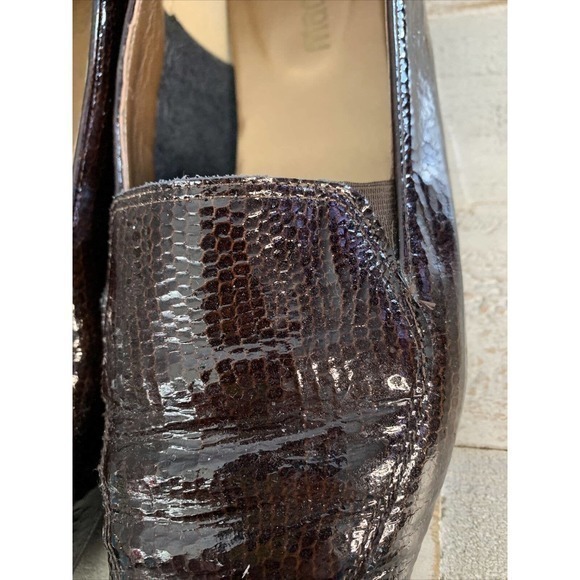 California Magdesians Leather Shoes Brown Maroon Embossed Croco Loafers Vtg - Picture 6 of 10